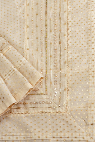 Soft Ivory Chanderi Saree with Delicate Accents