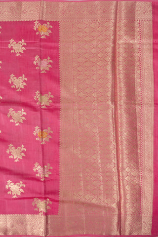 Pink Banarasi Silk Saree with Meenakari Floral Butas and Zari Border