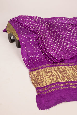 Purple Modal Satin Bandhani Saree with zari border