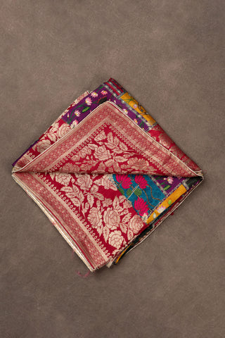 Multicolored patchwork Banarasi Dola silk dupatta with Pichwai motifs