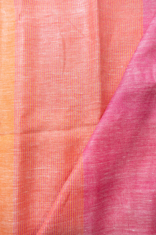 Pure White Linen Saree with Pink and Orange Pallu