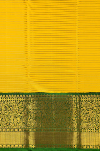 Yellow Kanjivaram Silk Saree with Green & Gold Border