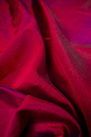 Fuchsia Maroon and Silver Zari Striped Maheshwari Saree
