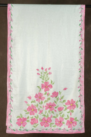 Hand painted floral linen dupatta	