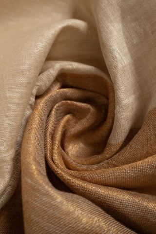 Off-white linen saree with golden pallu