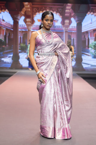 Lavender Kanjivaram silk saree inspired by Kangana Ranaut