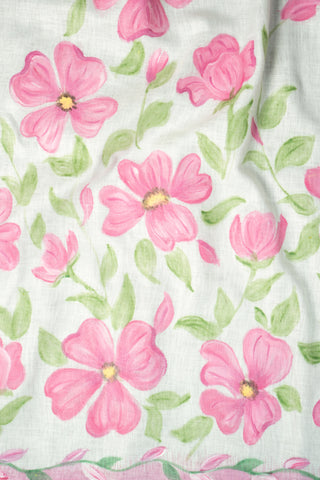 Hand painted floral linen dupatta	