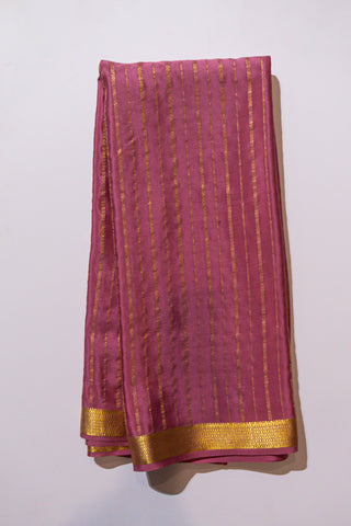 Royal Pale Pink Pure Mysore Crepe Silk Saree Gold Zari Brocade Motifs