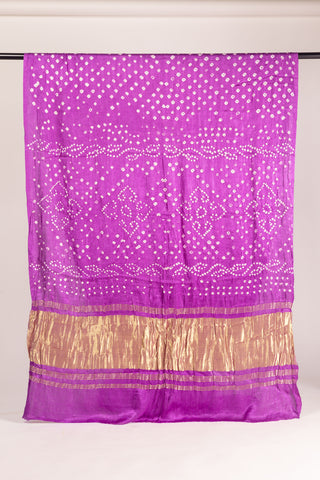 Purple Modal Satin Bandhani Saree with zari border