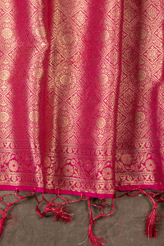Rani pink Banarasi art silk dupatta with bandhani weave effect