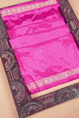 Fuchsia Pink Pure Silk Saree with Traditional Resham Weaving handwoven silk saree