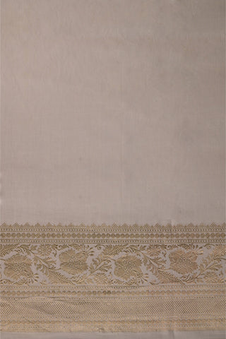 Off-White Chiniya Silk Saree with gold border