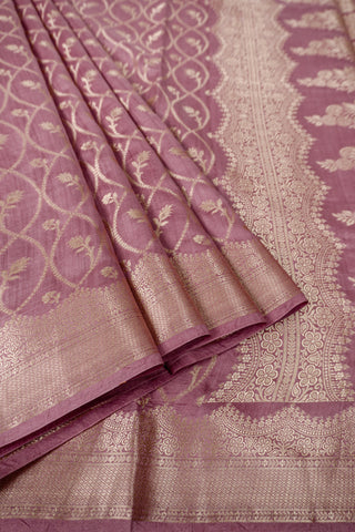Soft Blush Pink Banarasi Saree with Blooming Floral Pallu