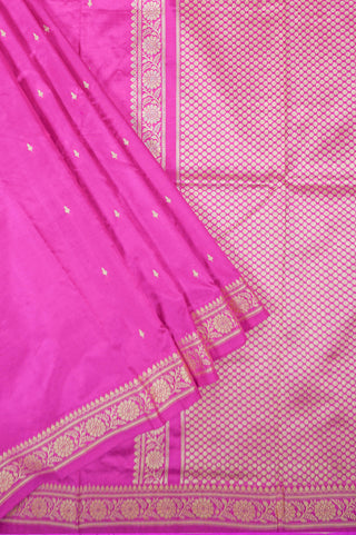 Fuchsia Pink Pure Silk Saree with Traditional Resham Weaving handwoven silk saree