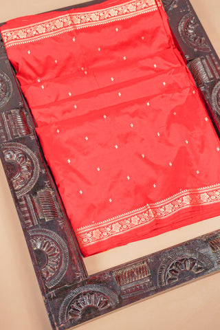 Crimson Red Pure Silk Saree with Heritage Resham Weaving handwoven silk saree