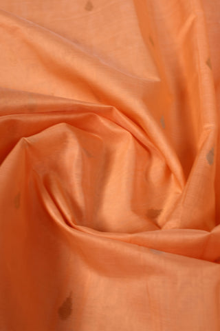 Peach Uppada Silk Saree with Gold & Silver Zari Buttas and Artistic Floral Pallu – Shop now for this Uppada silk saree online.