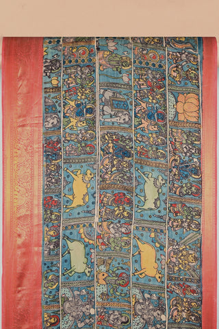 Krishna Govardhan Kalamkari silk saree