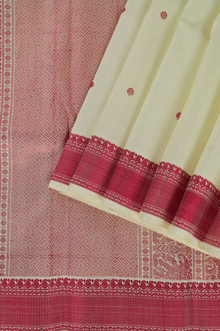 Classic Kanjivaram Silk Saree Cream Body with Radiant Red Border