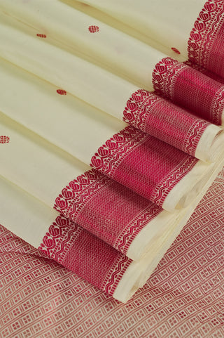 Classic Kanjivaram Silk Saree Cream Body with Radiant Red Border