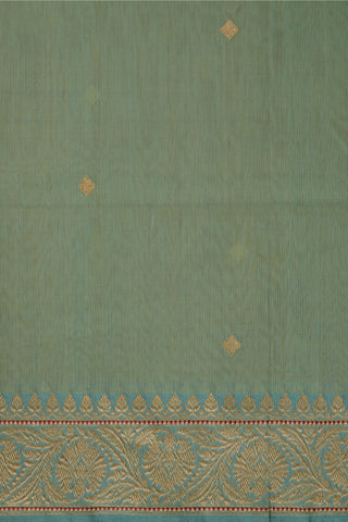 Sea Green Cotton Silk Saree with woven border