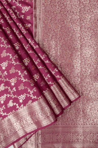 Desi Gulab Banarasi Meenkaari Saree in Gulaabi