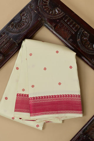 Classic Kanjivaram Silk Saree Cream Body with Radiant Red Border