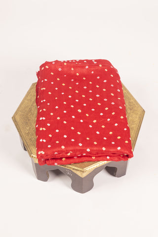 Red Modal Satin Bandhani Saree with zari border