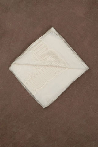 White mul cotton dupatta with all over thread floral embroidery