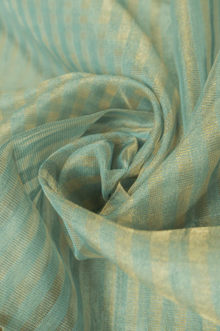 Seafoam Green and Gold Zari Striped Maheshwari Saree