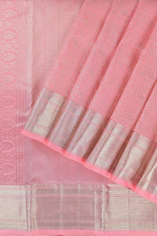 Pure Kanjivaram Saree Peach Pink with Intricate Zari Border