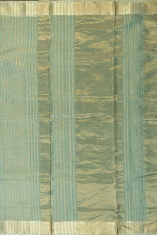 Seafoam Green and Gold Zari Striped Maheshwari Saree