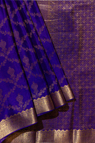 Luxurious Pure Mysore Crepe Silk Saree with Gold Zari Brocade