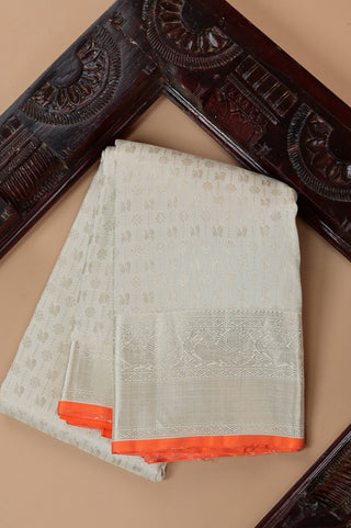 Classic Kanjivaram Silk Saree Cream Body with Radiant Red Border