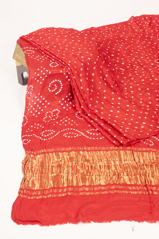 Red Modal Satin Bandhani Saree with zari border