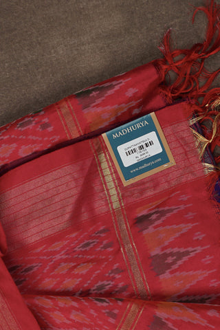 Purple and blue Ikat pure silk dupatta with pink pallu