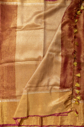 Copper Red and Gold Linen Tissue Saree