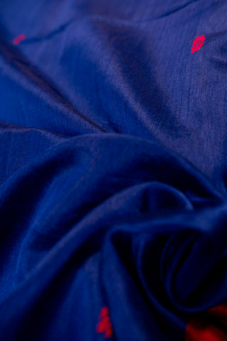 Royal Blue and Crimson Red Maheshwari Saree