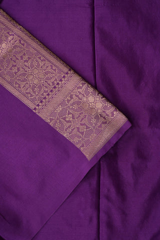 Purple Pure Silk Saree with gold floral motifs