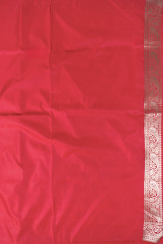 Carrot Red Mashru Silk Saree with Gold Zari Paisley Border