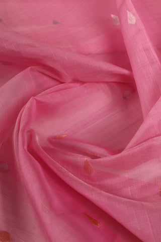 Vibrant Pink Uppada Silk Saree with Gold & Silver Zari Buttas and Striped Zari Pallu – Shop now for this Uppada silk saree online.