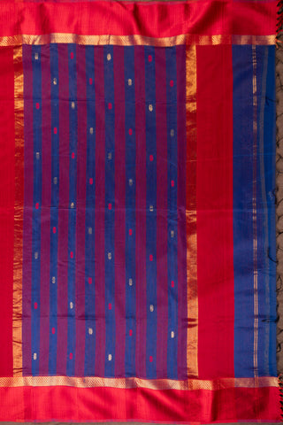 Royal Blue and Crimson Red Maheshwari Saree