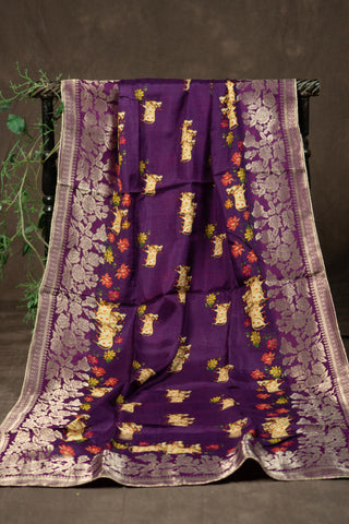 Banarasi Dola silk dupatta with zari border	
