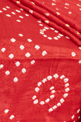 Red Modal Satin Bandhani Saree with zari border