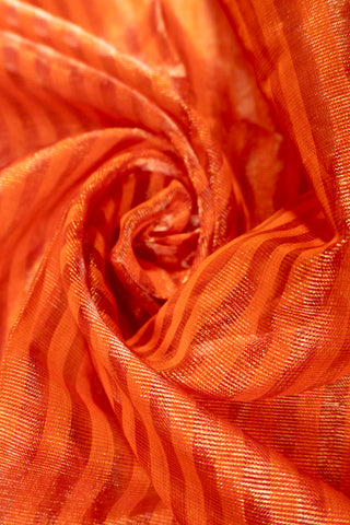 Tangerine Orange and Rani Pink Border Maheshwari Saree