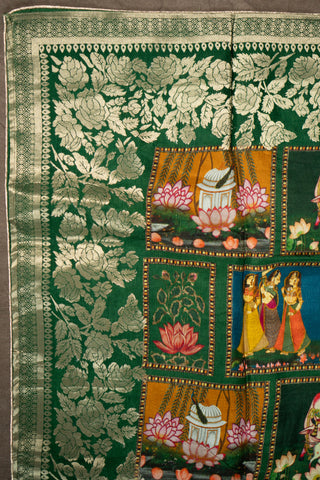 Pichwai print Banarasi Dola silk dupatta	
