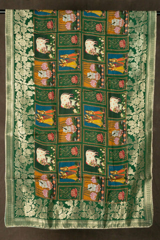 Pichwai print Banarasi Dola silk dupatta	