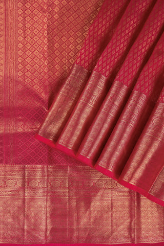 Grand Red Kanjivaram Silk Saree with All-Over Diamond Zari Weave