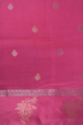 Pink Silk Saree with silver zari motifs