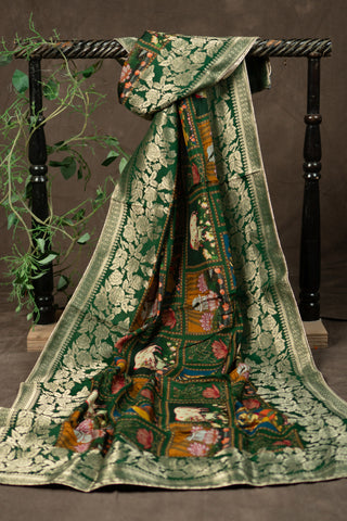 Pichwai print Banarasi Dola silk dupatta	