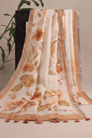 Peach Linen Saree
